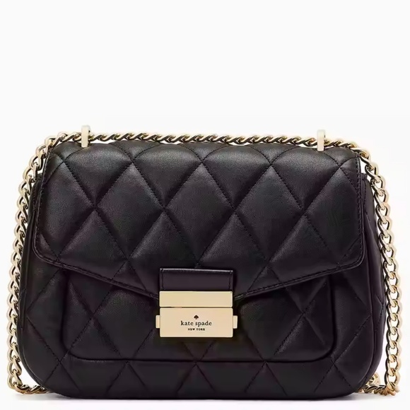 Kate Spade Quilted Black Crossbody with Gold Chain - Picture 5 of 9